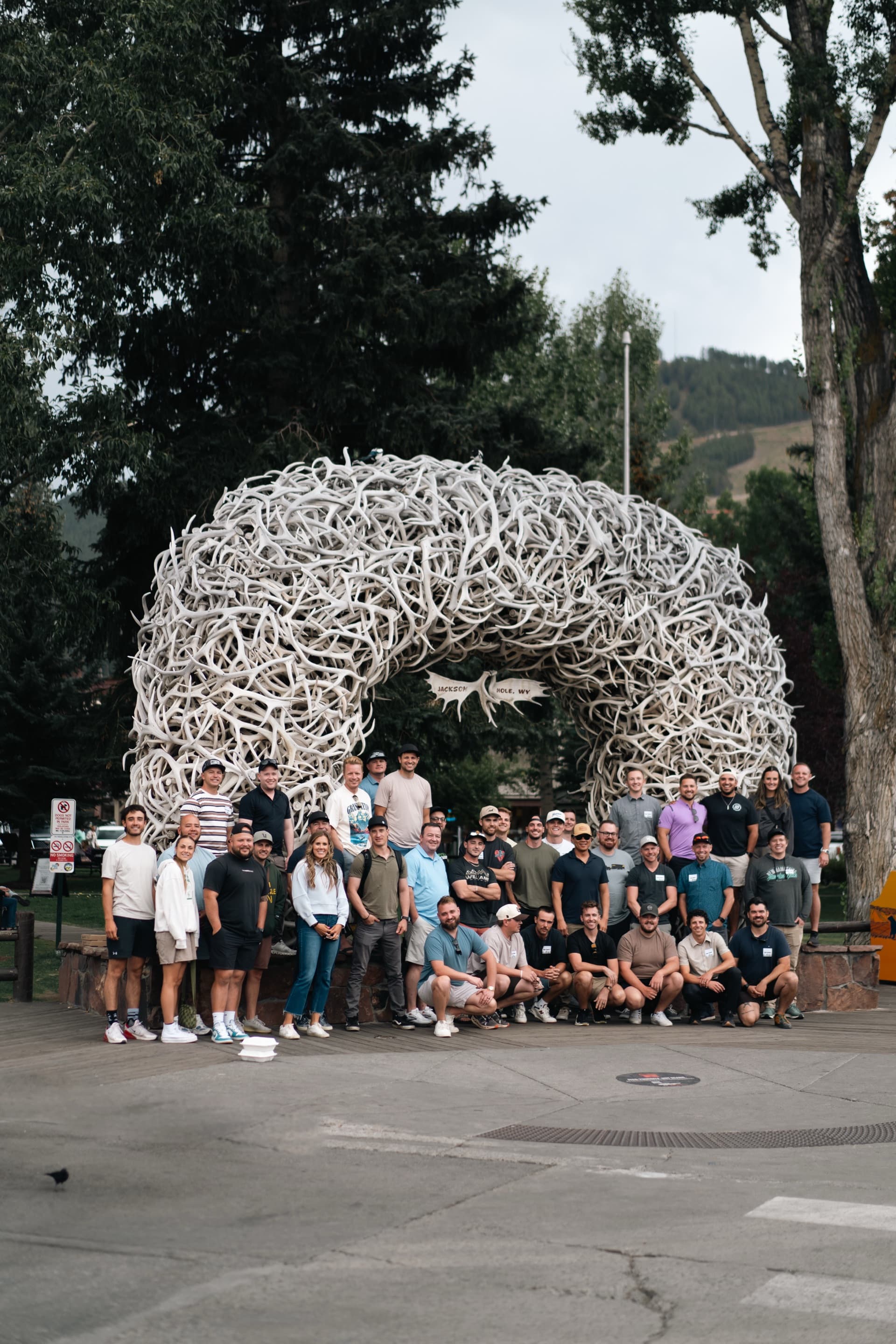 The group at the Jackson Hole antler arch